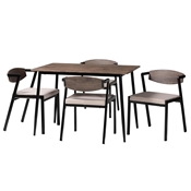 Baxton Studio Revelin Industrial Beige Fabric and Metal 5-Piece Dining Set